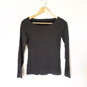 🌵 BANANA REPUBLIC polka dot black long sleeve top